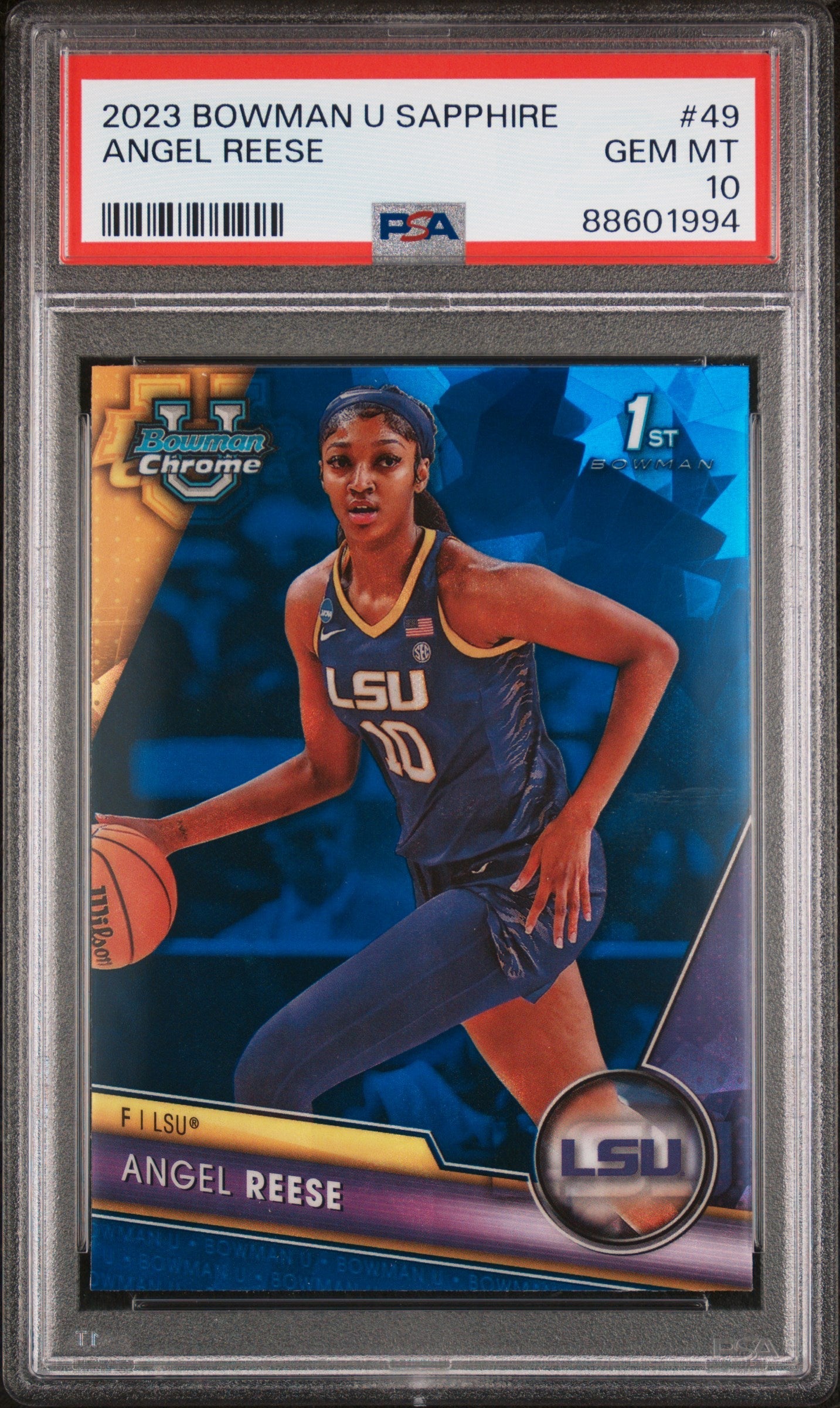 Graded 2023 Topps Bowman U Sapphire Angel Reese #49 Rookie RC Basketball Card PSA 10 Gem Mint