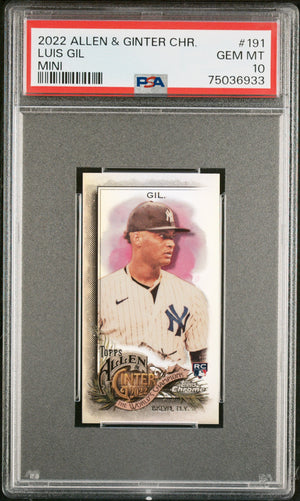 Graded 2022 Topps Allen & Ginter Chrome Luis Gil #191 Mini Rookie RC Baseball Card PSA 10 Gem Mint