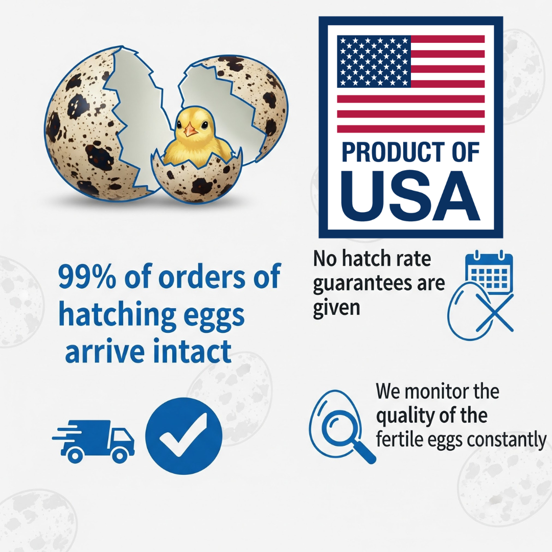Coturnix Quail Fertile Hatching Eggs, 12 Count, Carefully Sourced and Selected for Quality, Ideal for Incubation and Sustainable Egg Hatching from Family Farms and Hatcheries picked daily fresh