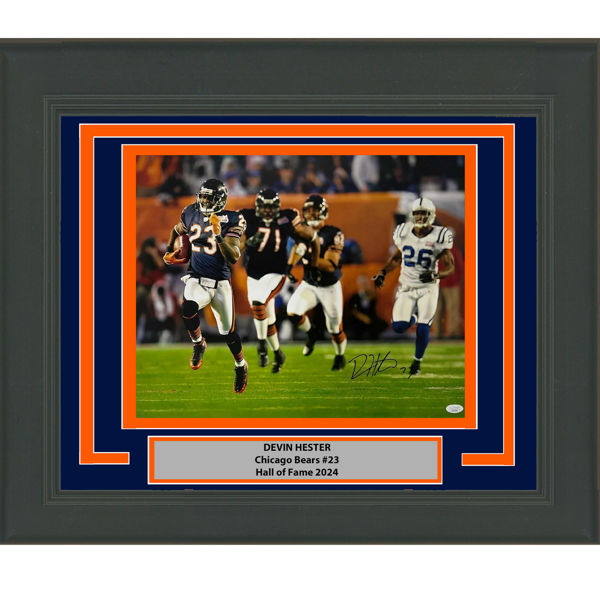 Framed Autographed/Signed Devin Hester Chicago Bears 16x20 Football Photo JSA COA #2