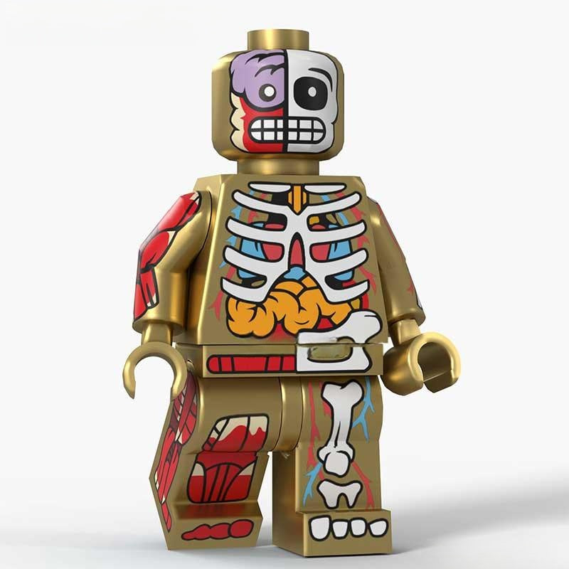 Human Body Guy Visible Anatomy Man Gold Minifigure Toy