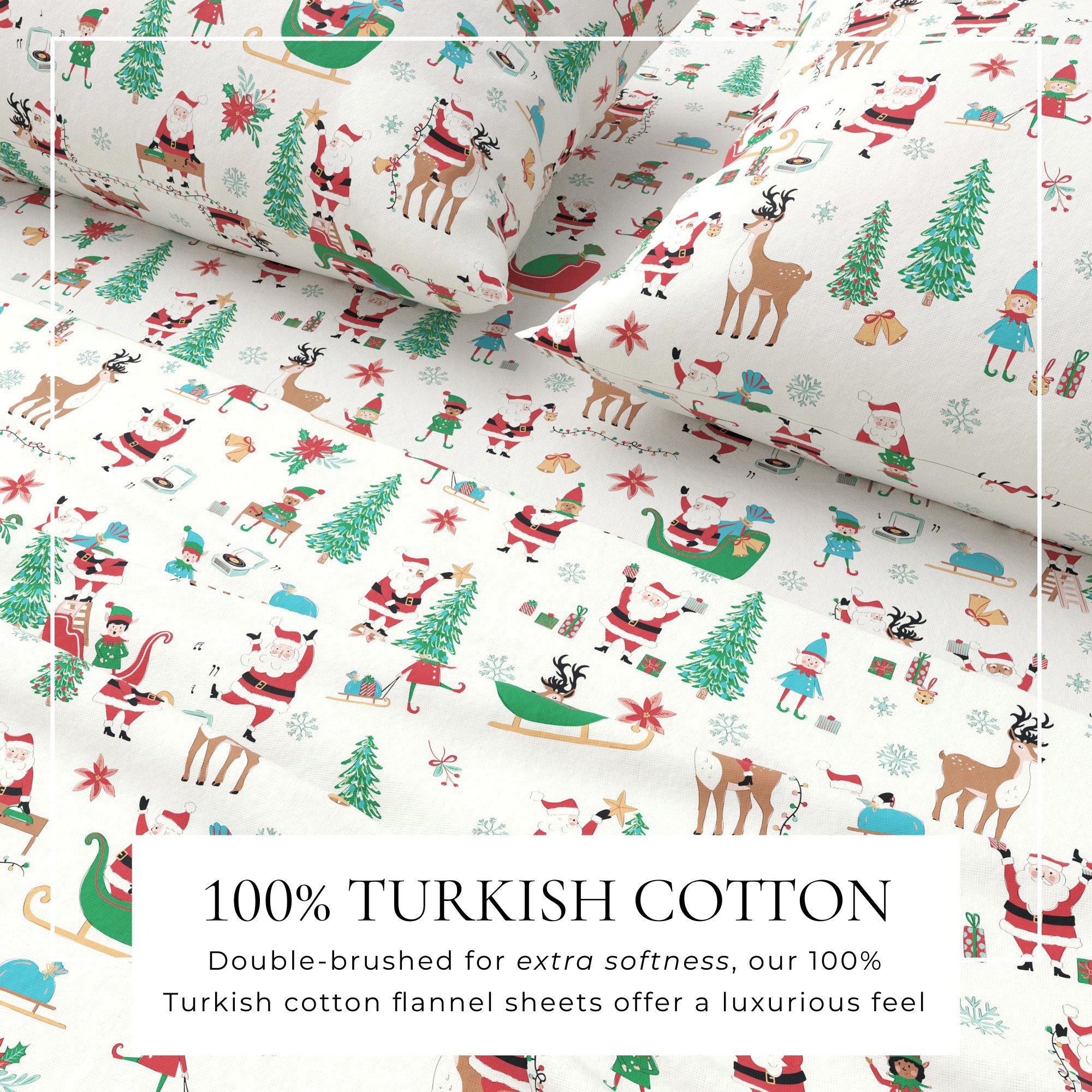 Turkish Cotton Christmas Flannel Sheet - Whittaker Collection