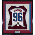 Framed Autographed/Signed Mikko Rantanen 35x39 Colorado White Hockey Jersey JSA COA