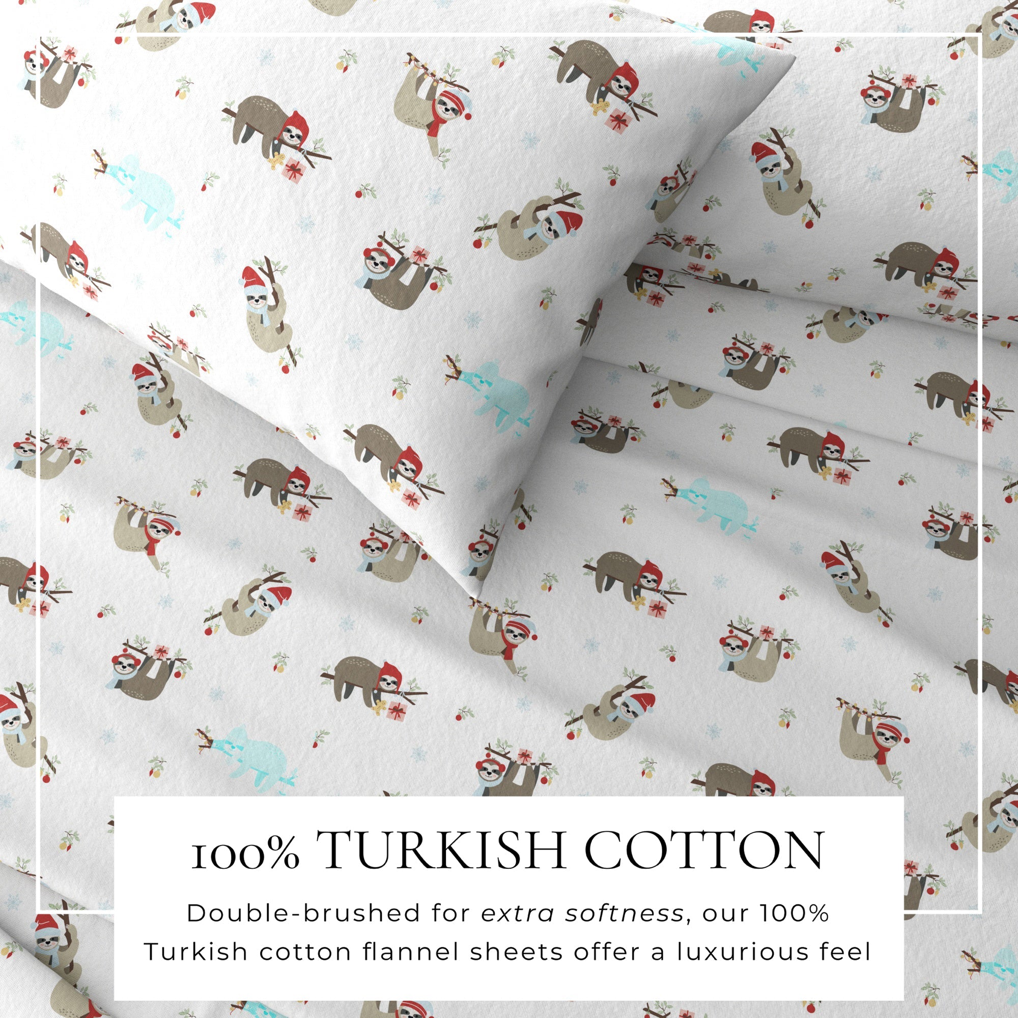 Turkish Cotton Christmas Flannel Sheet - Whittaker Collection