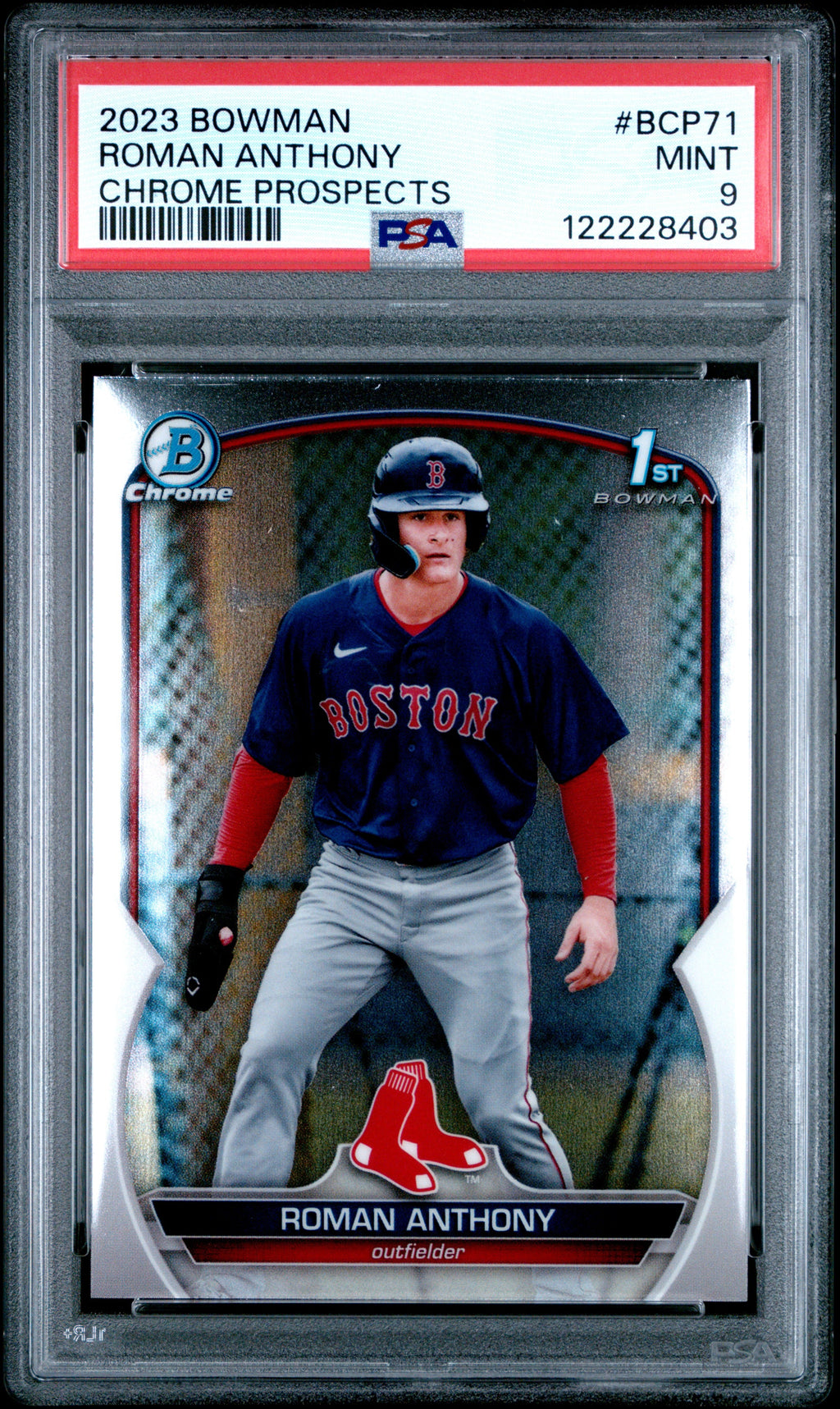Graded 2023 Topps Bowman Roman Anthony #BCP71 Chrome Prospects Rookie RC Baseball Card PSA 9 Mint
