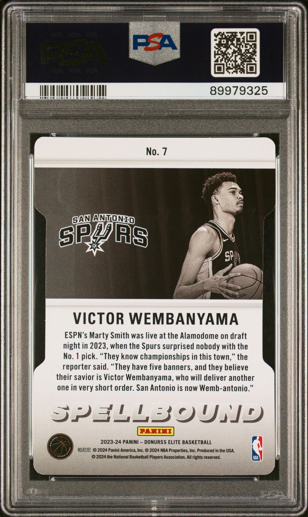 Graded 2023 Panini Donruss Elite Victor Wembanyama #7 Spellbound Orange DC Rookie RC Basketball Card PSA 10 Gem Mint