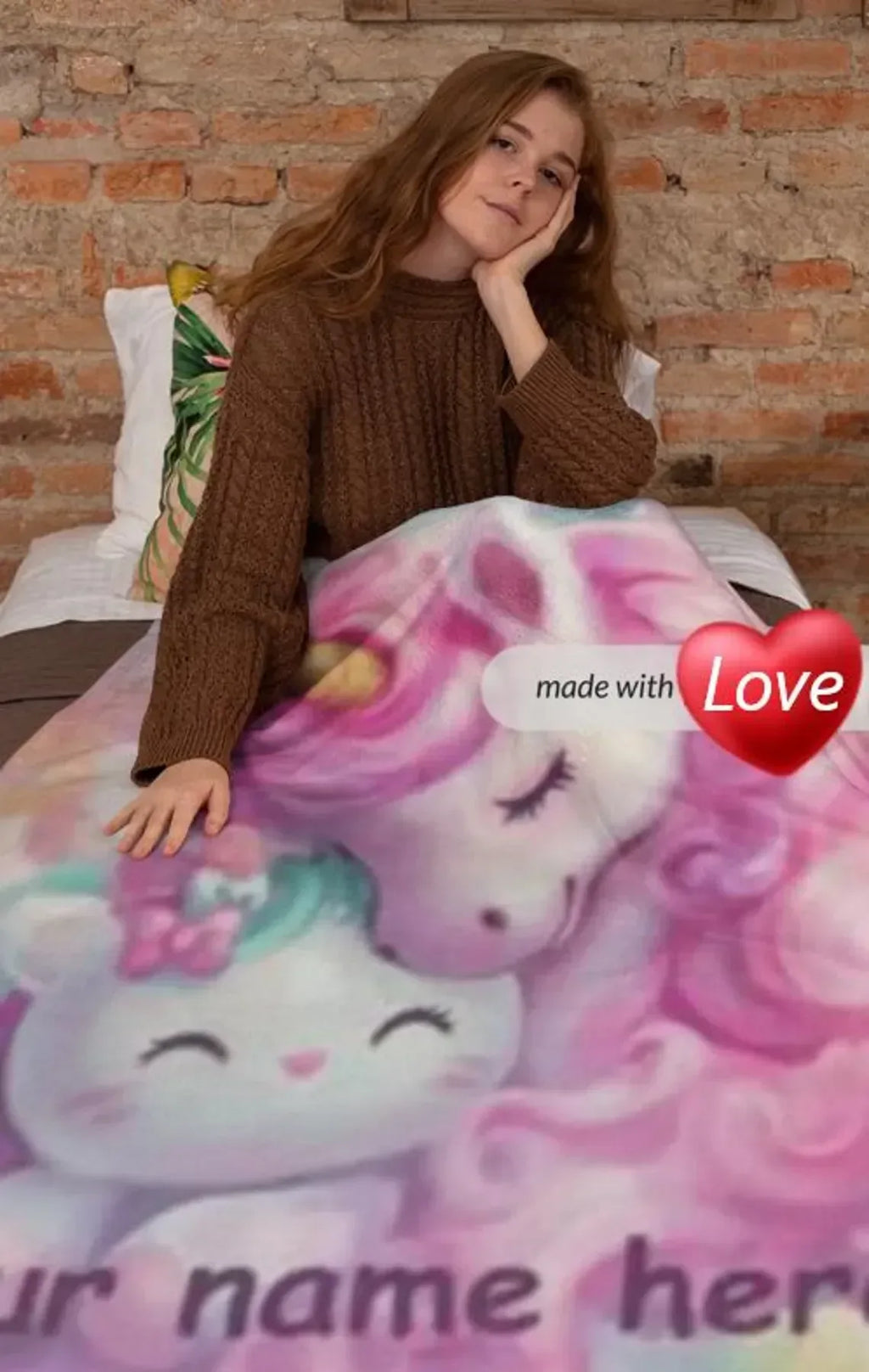 Personalized Unicorn Hello Kitty Fleece Blanket: Custom Name Throw
