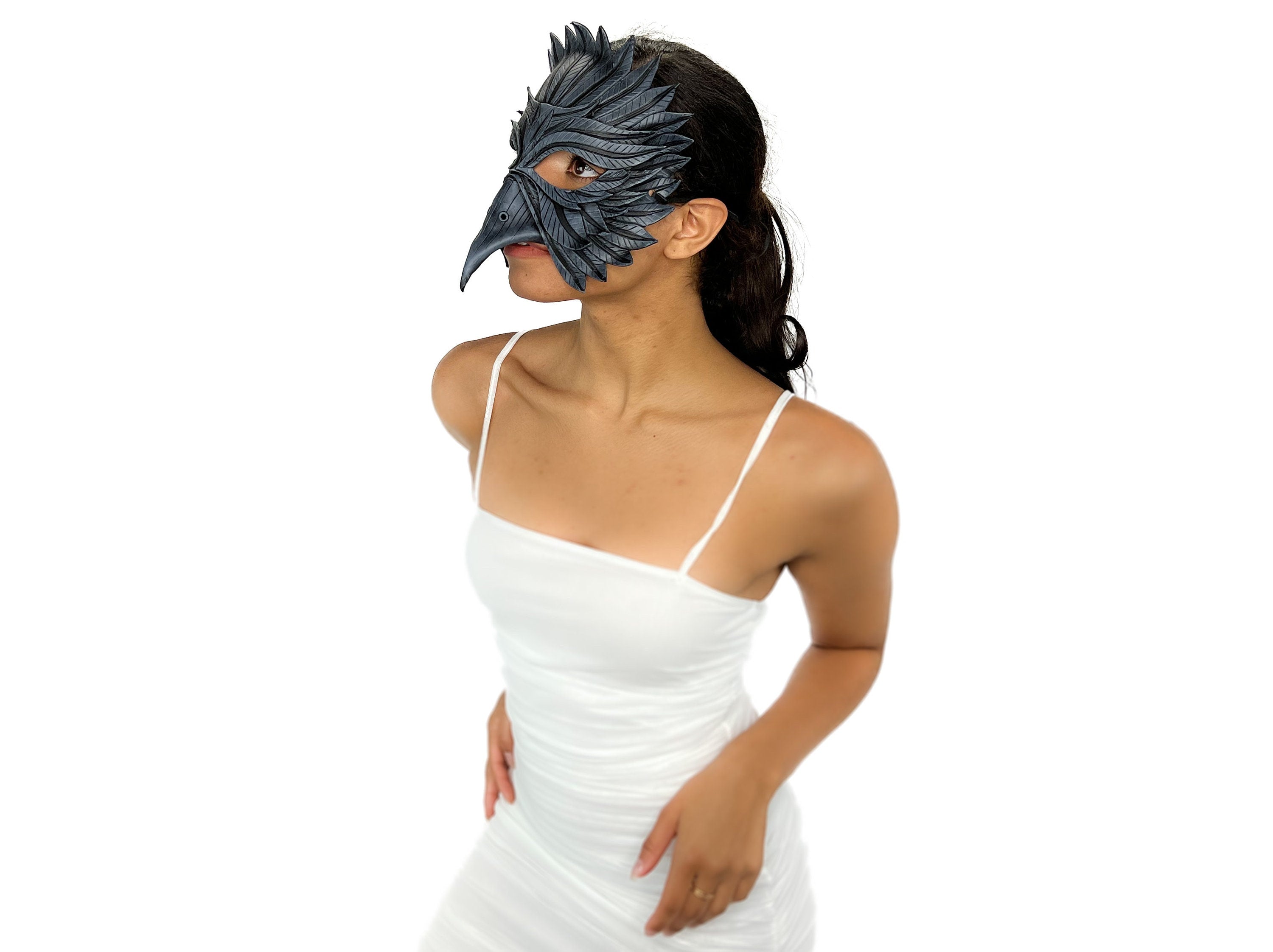 Black Raven Handmade Genuine Leather Mask