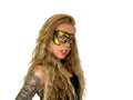 Compact Harlequin Handmade Genuine Leather Mask in Gold