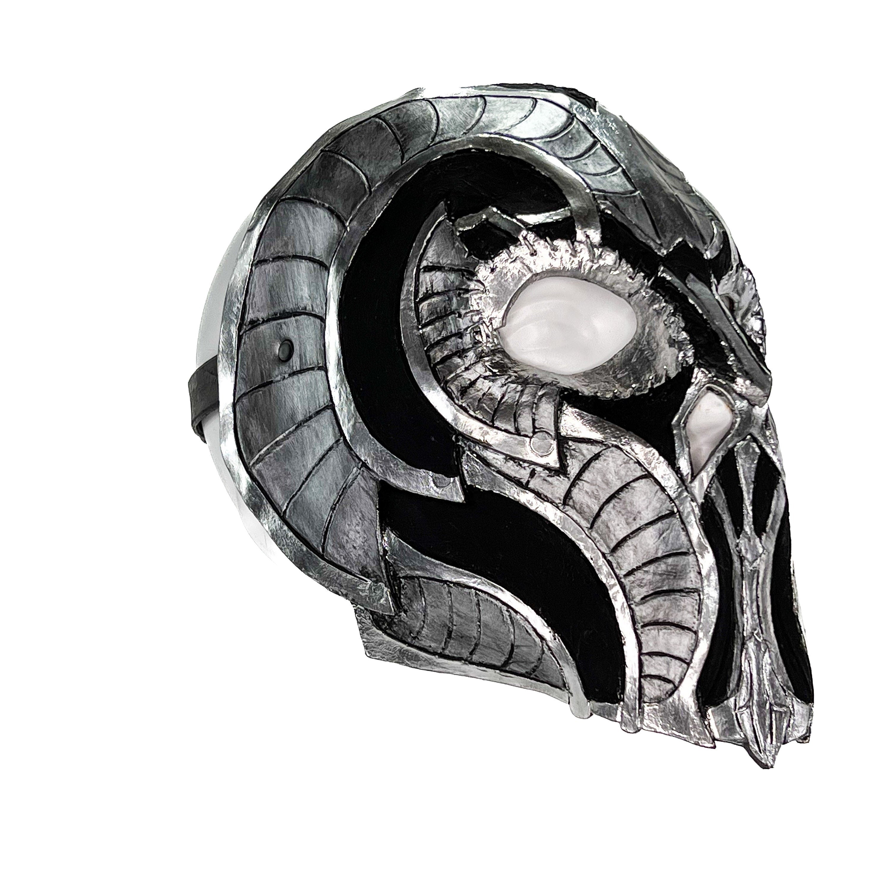Battle Mask - Handmade Genuine Leather Mask in Silvers and Matte Black