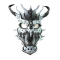 Grey Ancient Dragon Leather Mask with Swarovski Crystals