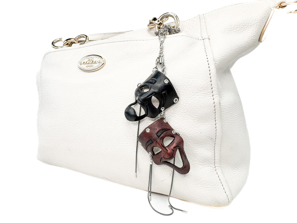 Olde Theatre Leather Mini Mask – Handcrafted Charm for Rearview Mirrors, Handbags, Lanyards, Party Favors & More