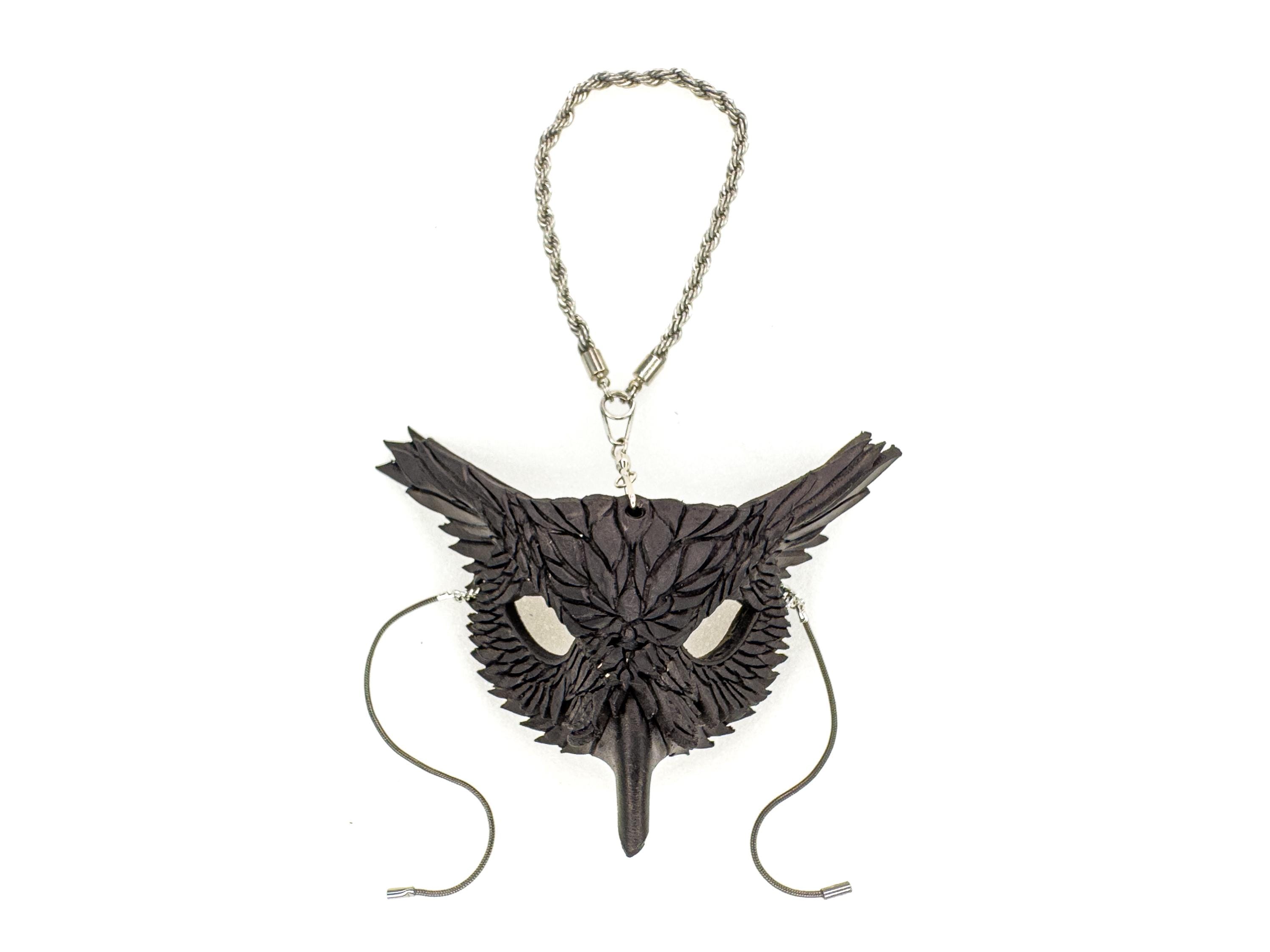 Wise Owl Leather Mini Mask – Handcrafted Charm for Rearview Mirrors, Handbags, Lanyards, Party Favors & More