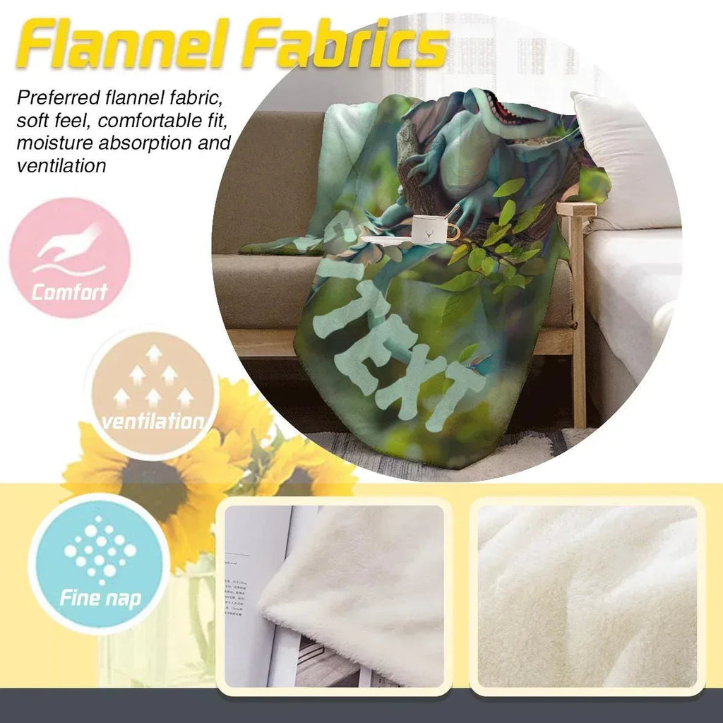 Personalized Dragon Blanket: Flannel Fleece Dino Fantasy Nursery Kids Gift