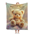 Personalized Teddy Bear Plush Blanket - Snuggly Throw Soft Flannel Fleece Custom Name Gift