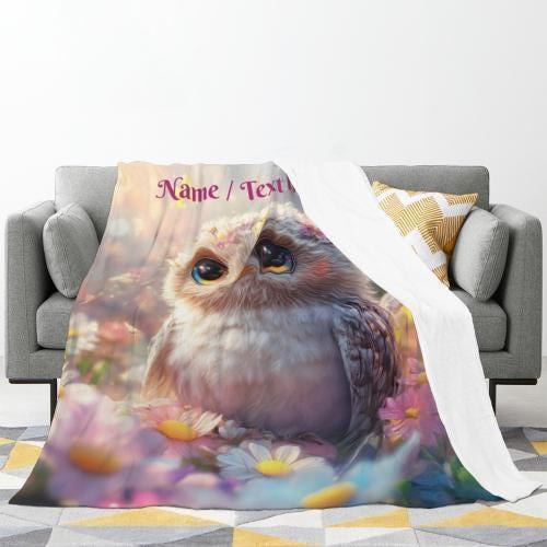 Personalized Baby Owl Fleece Bird Blanket: Magical Nature Gift