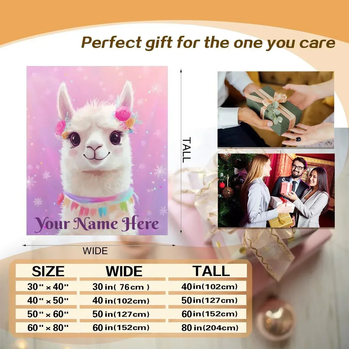 Personalized Llama Fleece Blanket: Alpaca Custom Name Throw