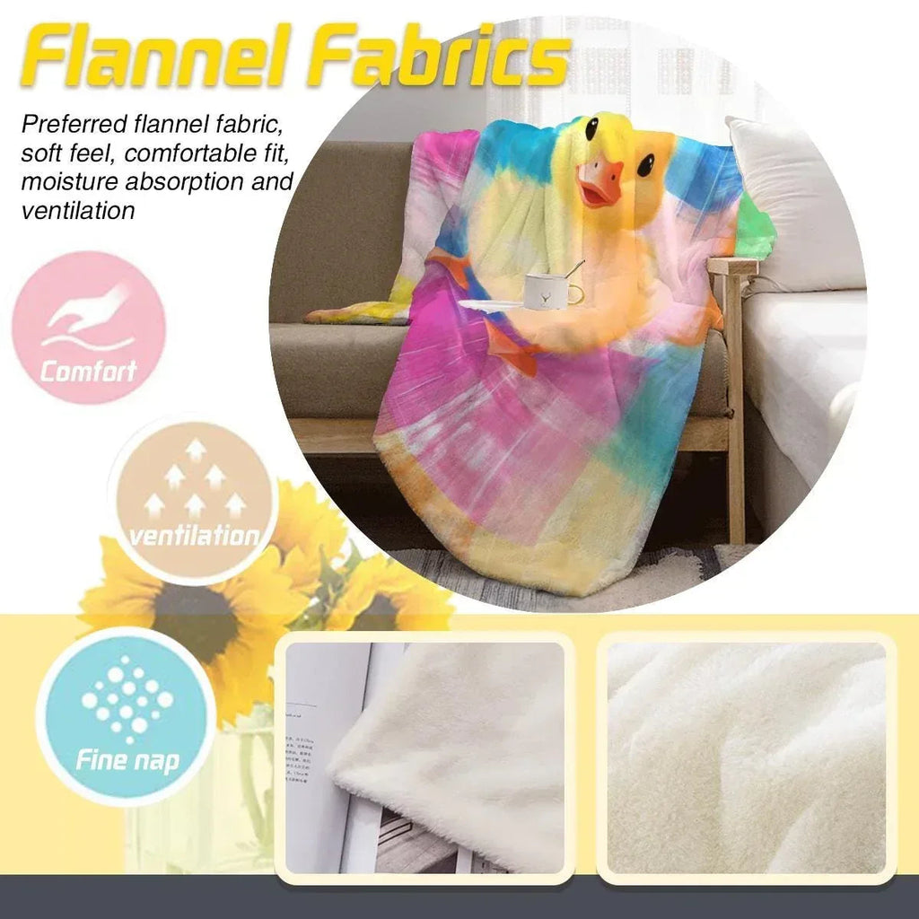 Personalized Baby Duck Blanket: Soft Microfiber, Colorful Duckling Chick Farm, Super Soft Name Gift