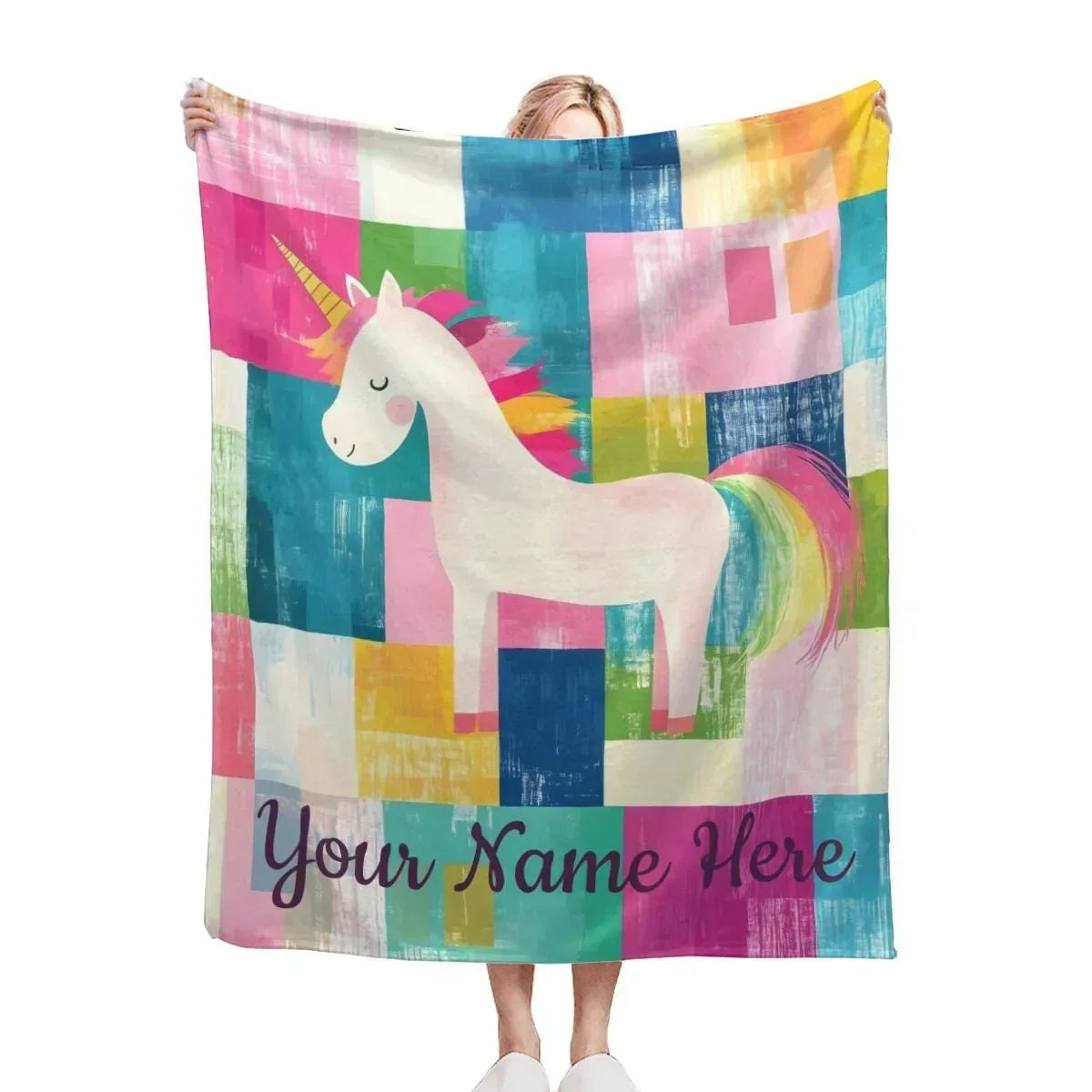 Personalized Unicorn Blanket: Custom Flannel Fleece, Super Soft Name Gift