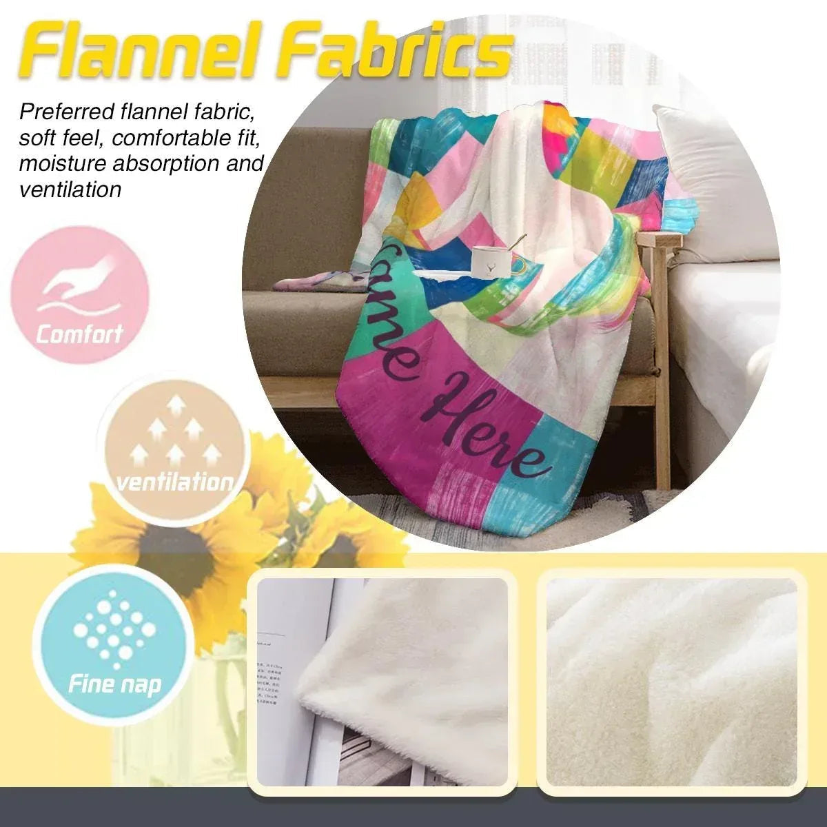 Personalized Unicorn Blanket: Custom Flannel Fleece, Super Soft Name Gift