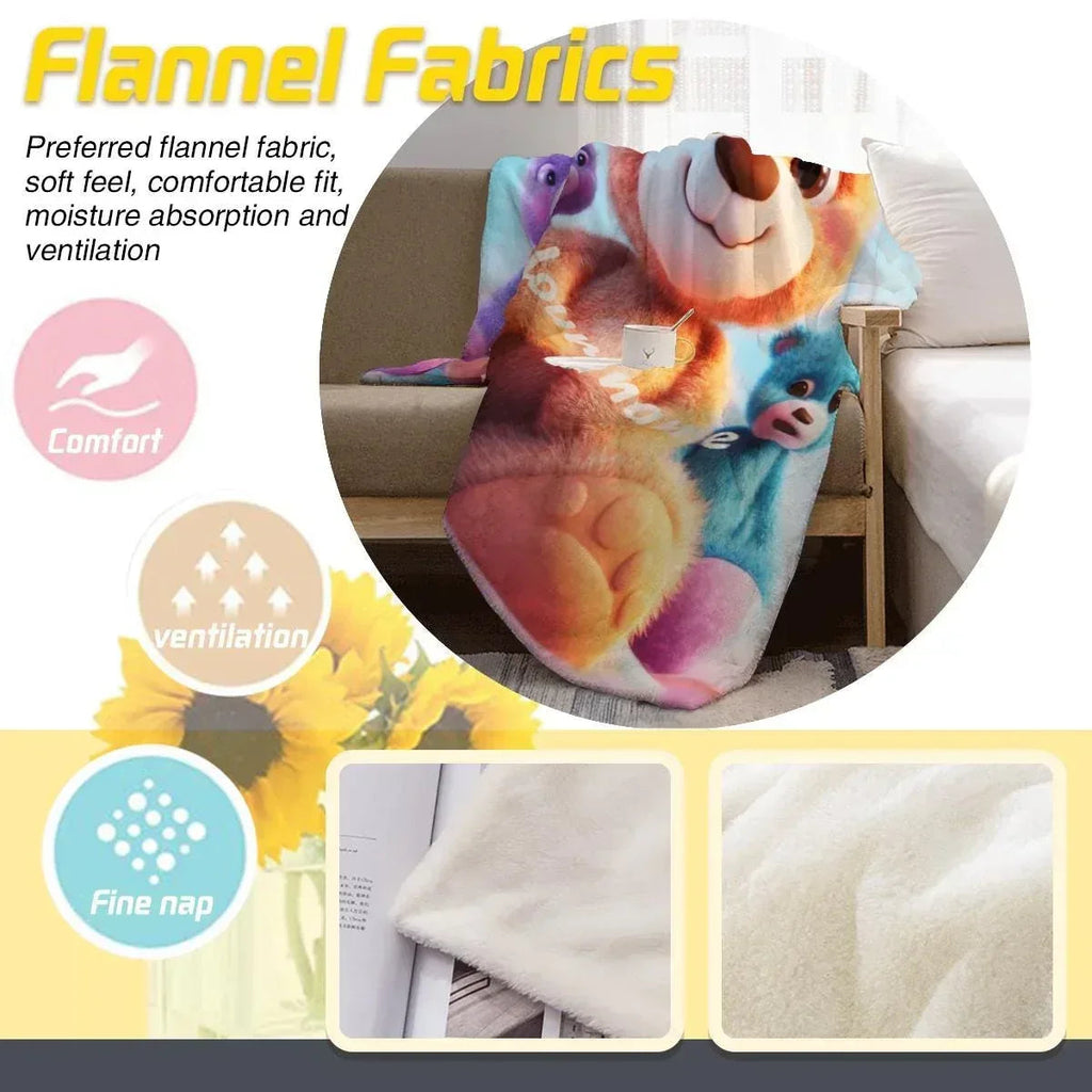 Personalized Teddy Bear Plush Blanket: Fluffy Cosy Throw, Soft Flannel Fleece Name Gift