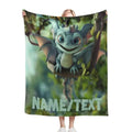 Personalized Dragon Blanket: Flannel Fleece Dino Fantasy Nursery Kids Gift