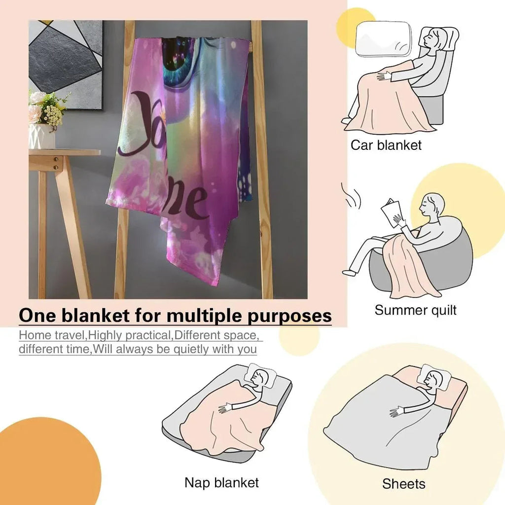 Personalized Unicorn Fleece Blanket: Purple Magical Floral Kids Throw, Super Soft Name Gift