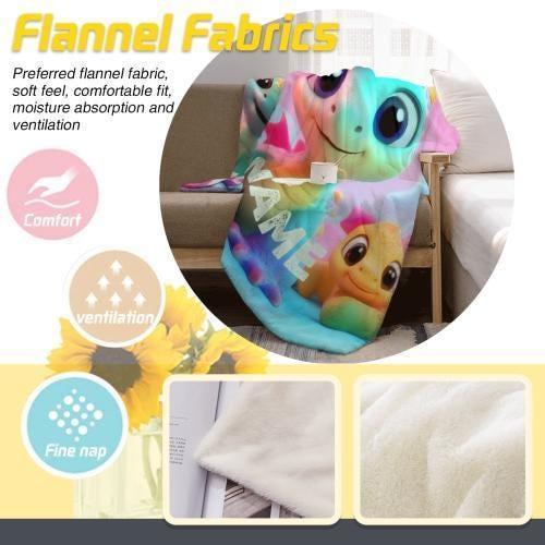 Personalized Dragon Blanket: Cartoon Flannel Fleece Dino Throw, Custom Name Gift