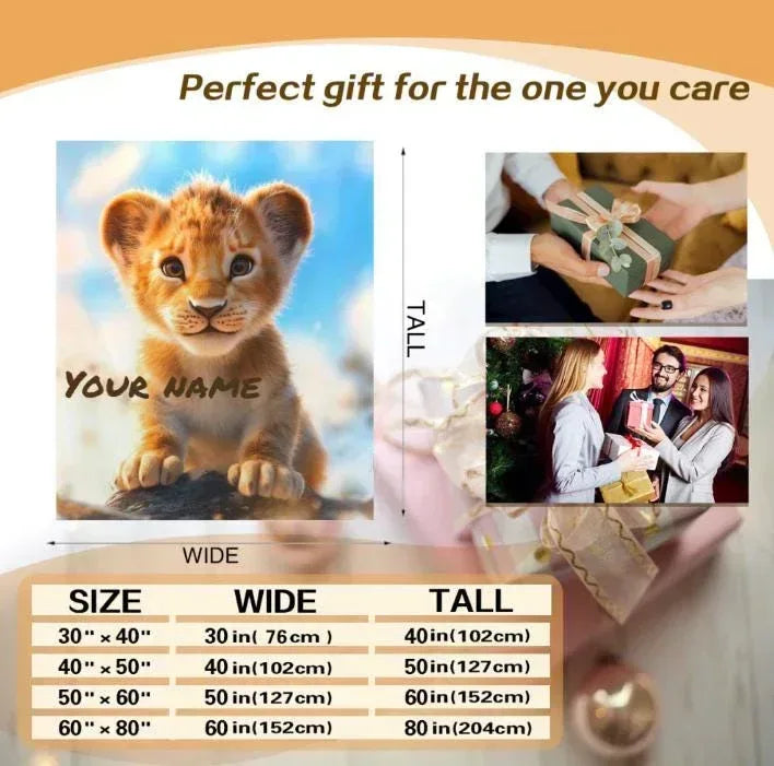 Personalized Baby Lion King Blanket: Soft Flannel Throw, Custom Name Gift