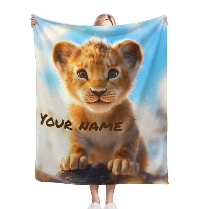 Personalized Baby Lion King Blanket: Soft Flannel Throw, Custom Name Gift
