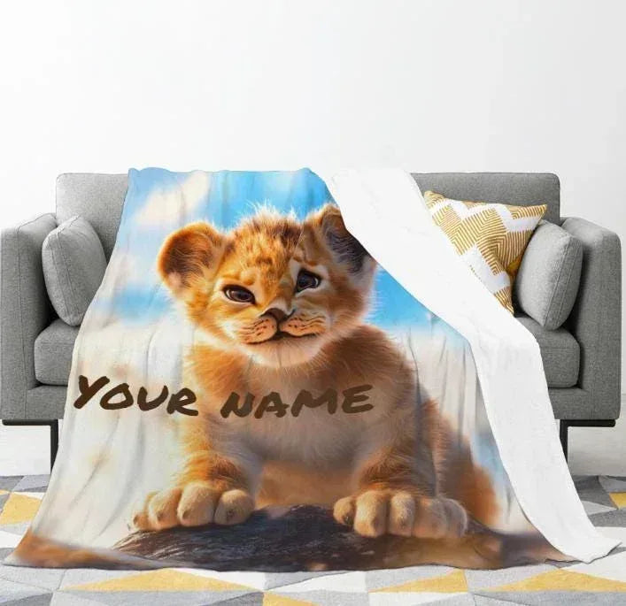 Personalized Baby Lion King Blanket: Soft Flannel Throw, Custom Name Gift
