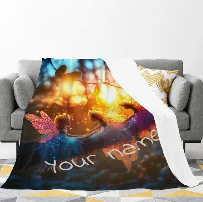 Personalized Fairy Blanket: Enchanted Wonderland Fantasy Throw
