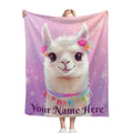 Personalized Llama Fleece Blanket: Alpaca Custom Name Throw