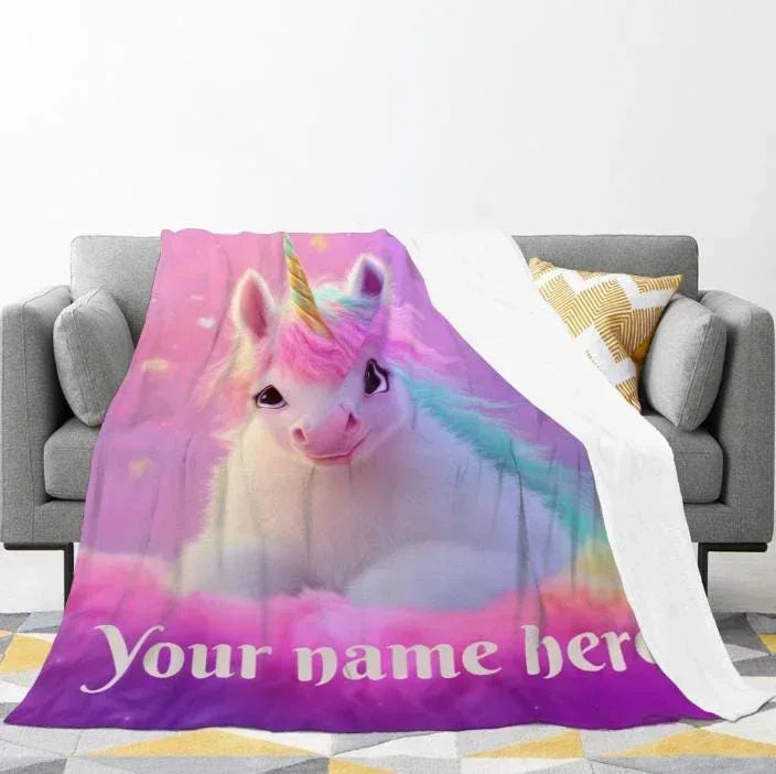 Personalized Unicorn Blanket: Pink T21 Awareness Fleece Throw