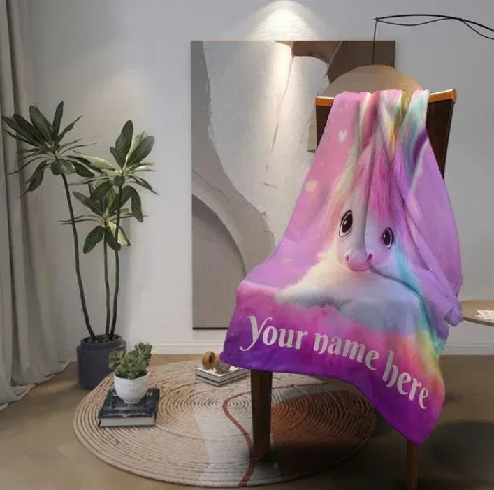 Personalized Unicorn Blanket: Pink T21 Awareness Fleece Throw