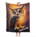 Personalized Cosmic Owl Blanket - Mystical Spirit Animal Throw, Custom Name Gift