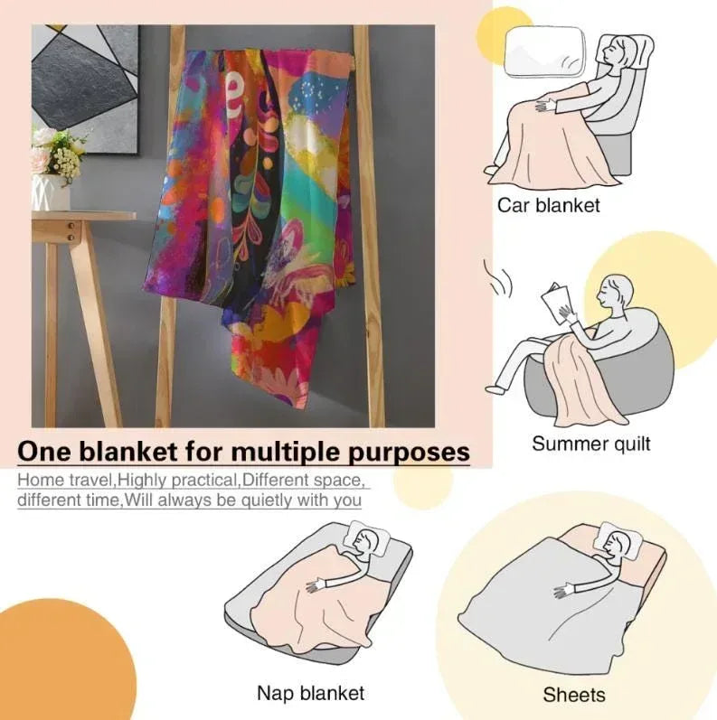 Customizable Sloth Blanket: Tropical Floral Art Flannel Throw