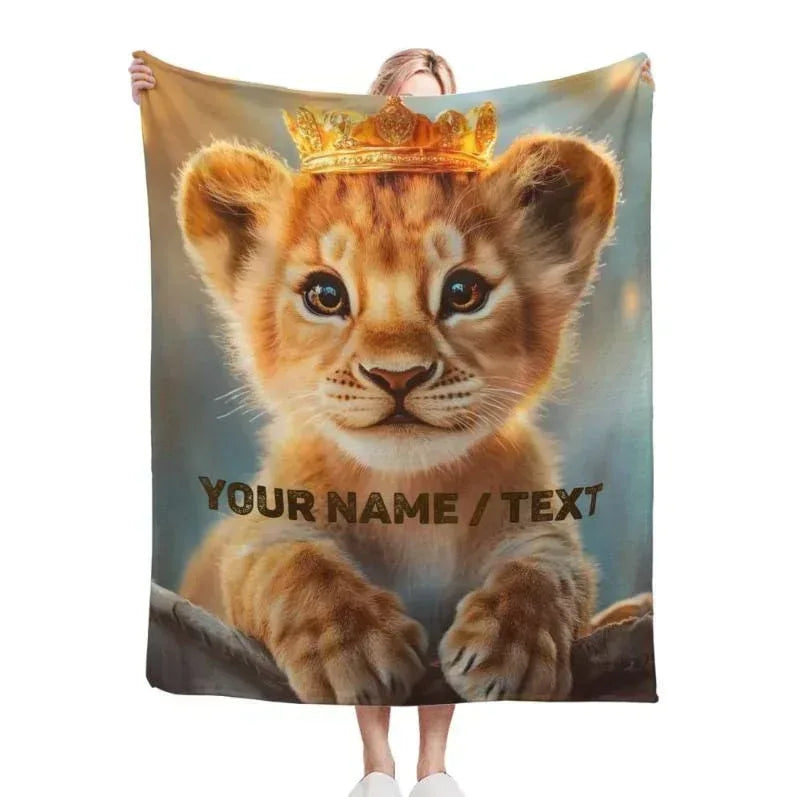 Customizable Lion King Baby Blanket: Simba Cub Keepsake Throw, Flannel Fleece Name Gift