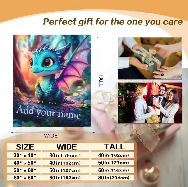 Personalized Dragon Blanket: Magical Flannel Fleece Throw, Super Soft Name Gift