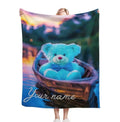 Personalized Twilight Teddy Bear Blanket: Dreamy Canoe Boat Adventure Throw, Soft Flannel Fleece