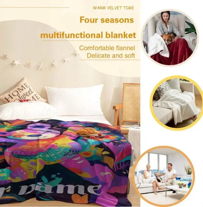 Personalized Teddy Bear Blanket: Patchwork Maximalist Throw