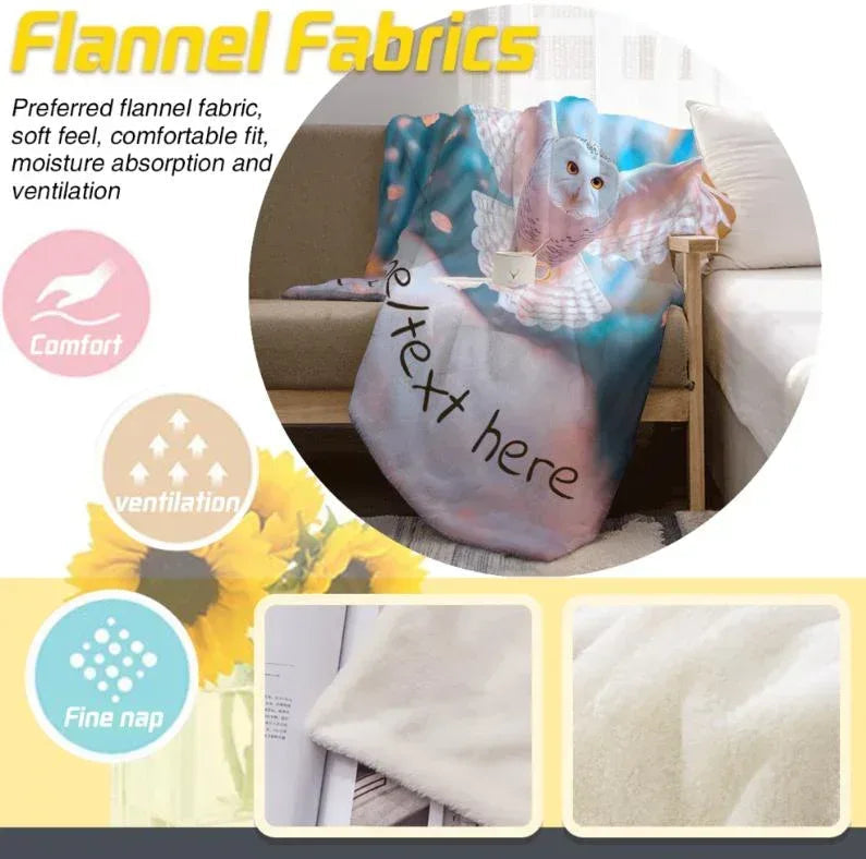 Personalized Hedwig Owl Blanket: Magical Bird Forest Fleece Throw, Super Soft Name Gift