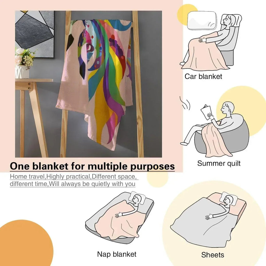 Personalized Unicorn Blanket: Vibrant Fantasy Flannel Fleece Throw, Pink and Super Soft