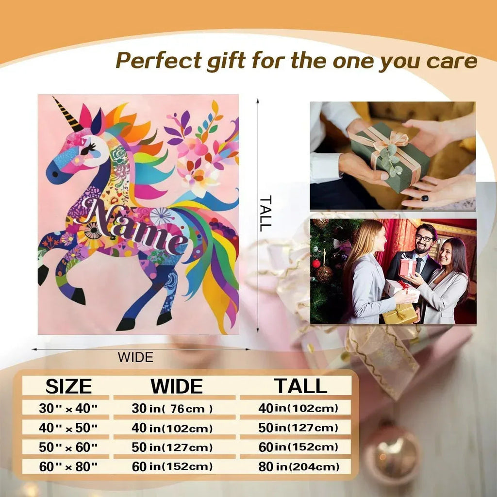 Personalized Unicorn Blanket: Vibrant Fantasy Flannel Fleece Throw, Pink and Super Soft