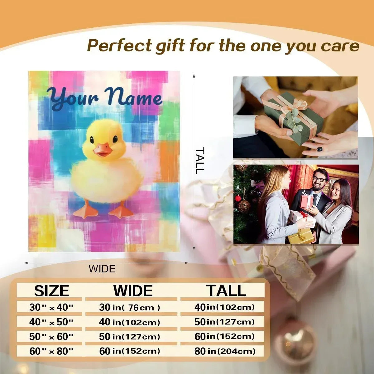 Personalized Baby Duck Blanket: Soft Microfiber, Colorful Duckling Chick Farm, Super Soft Name Gift