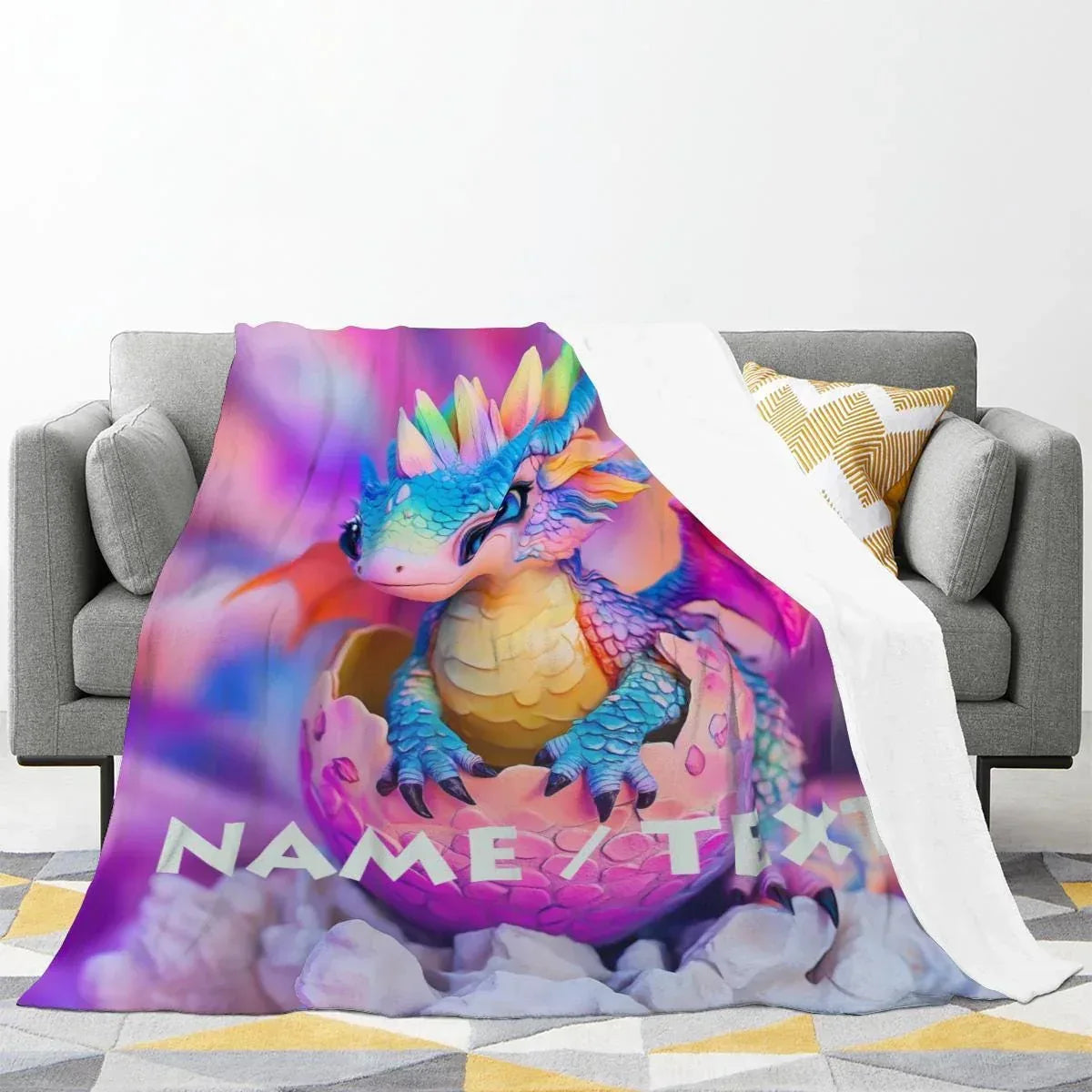 Personalized Dragon Egg Hatch Blanket: Magical Baby Dragon, Super Soft Name Gift