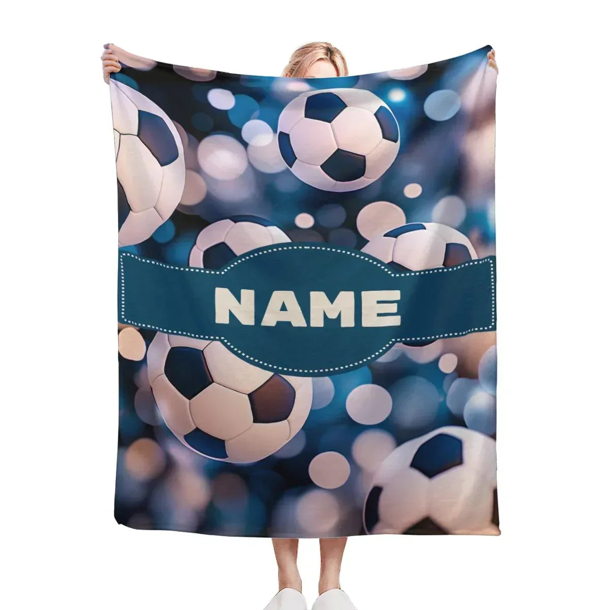 Personalized Football Blanket: Soft Microfiber Flannel Fleece Throw for Soccer Fans, Sport Name Gift