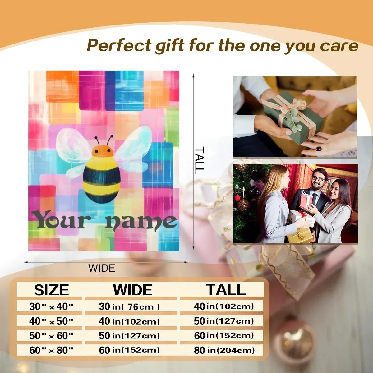 Personalized Bee Blanket: Patchwork Nursery Fleece Throw