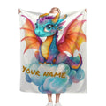 Personalized Girl Dragon Blanket: Soft Flannel Fleece Throw, Magical Name Gift