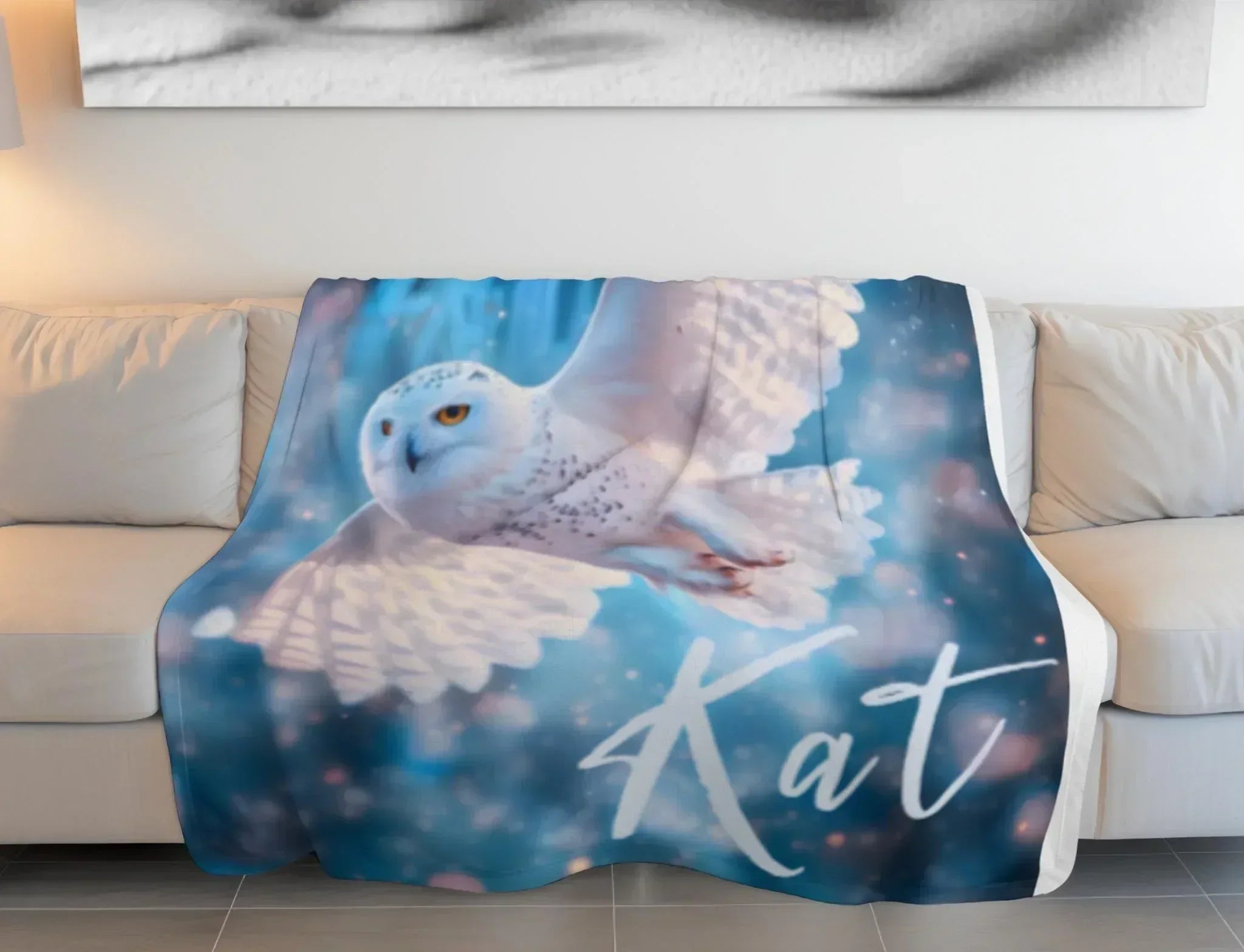 Personalized Wizarding Owl Blanket: Harry Potter Theme, Custom Flannel Fleece Name Throw